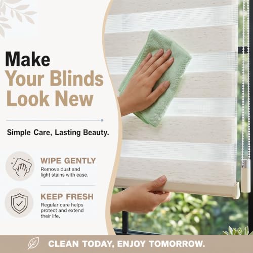 Image of Story@Home Zebra Window Blinds W 4 ft x H 7 ft | Dual Layer Roller Shades for Day and Night Privacy, Light Filtering Sheer Blinds for Home and Office, Modern Window Treatments - White