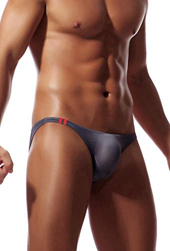 Newsywell Men's Ice Silk Underwear Bikini Briefs Microfiber Bulge Pouch Swimwear Grey Xl #TOP5