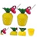 Luxshiny Hawaiian Pineapple Cups with Straws 4pc Set Plastic for Barbecue Beach Party Decorations Random Color