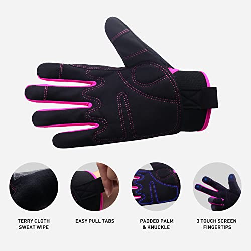 Aigevture Work Gloves Women,Utility Gardening Gloves Touch Screen,Thin Mechanic Working Gloves Pink,Comfortable,Flexible,Fit #TOP3