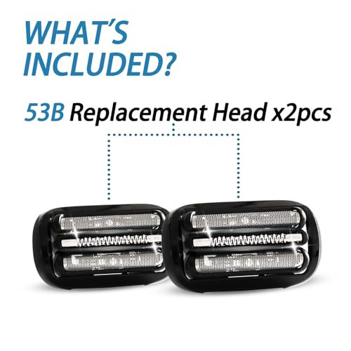 VIDSA Series 5 Series 6 53B Shaver Replacement Head for New Gens S5 S6 Razors, Compatible with 6072cc, 6090cc, 6020s, 6040cs, 6075cc, 5018s, 5049cs, 5035s&hellip;(2 Count)