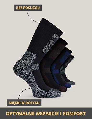 Basic Treasure 4 pary skarpet trekkingowych dla mężczyzn i kobiet, przeciw obtarciom skarpety trekkingowe, skarpety sportowe, outdoorowe skarpety turystyczne, miks, 43-46 EU