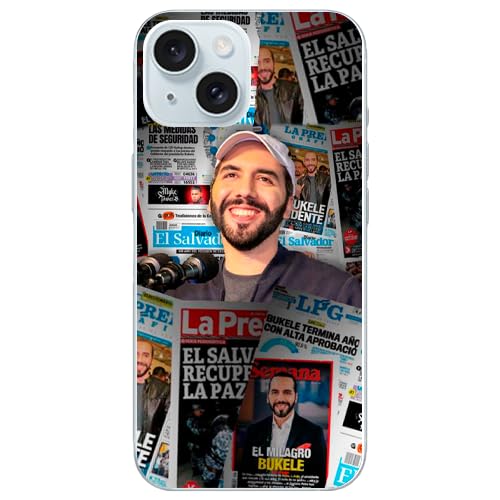 Coque iPhone 15 Nayib Bukele multicolore - Protection pour smartphone Président du Salvador