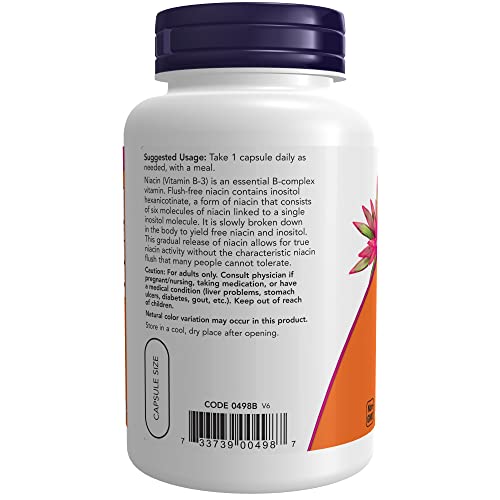 Now Supplements, Niacin (Vitamin B-3) 500 Mg, Flush-Free, Double Strength, Nutritional Health, 90 Veg Capsules #TOP2