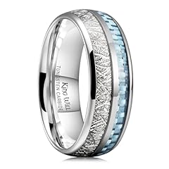 8mm Silver & Light Blue Carbon Fiber