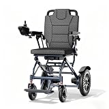 ByteTecpeak D04 Lightweight Foldable Electric Wheelchair Removable Lithium Battery, 20km Range, 500W Motor, Ultra-Portable 18kg Aluminium Powerchair for Travel & Airplane Approved