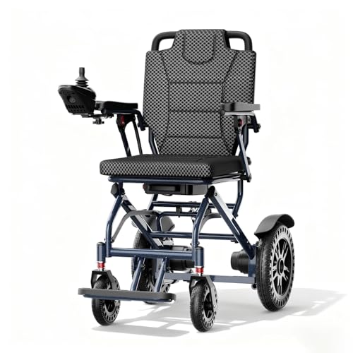 ByteTecpeak D04 Lightweight Foldable Electric Wheelchair Removable Lithium Battery, 20km Range, 500W Motor, Ultra-Portable 18kg Aluminium Powerchair for Travel & Airplane Approved