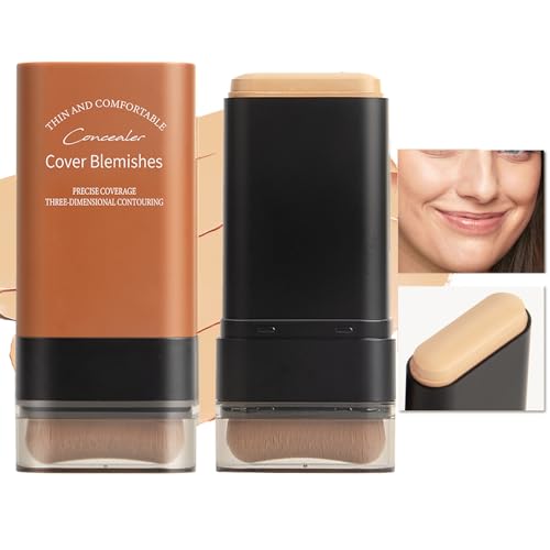 Barra Multiusos de Maquillaje con Pincel Incorporado, Base de Cobertura Natural y Larga Duración, Barra para el Rostro para Uso Diario (01#, 20 g)