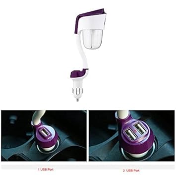 WorldCare Aromatherapy Car Humidifier Aroma Fogger Air Humidifier Mist Maker Car Humidifier with USB Car Charge purple have 2 USB