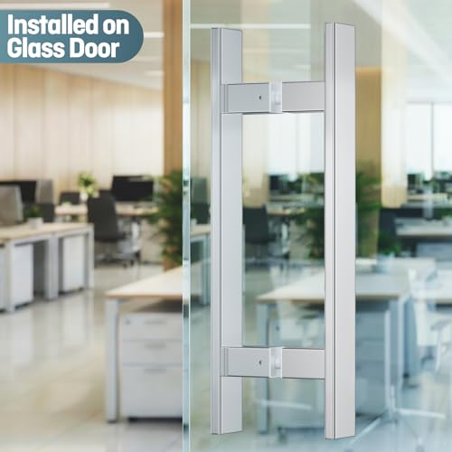 Ranbo H-Shaped 18" Rectangle Push Pull Door Handle,Back to Back, 300mm (11-13/16 inch) CTC, 1.2 mm Thick 304 Stainless Steel,for Barn Front Wood Shower Commercial Entrance Door,Polished Chrome by Ranbo - Image 4