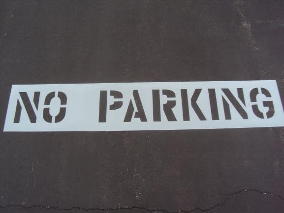 10" NO Parking Stencil - Actual 10 Inch Letters - Spans 75.85". Parking Lot Stencil 1/16" LDPE Material. (.060" = 60 Mil) by American Striping Co.