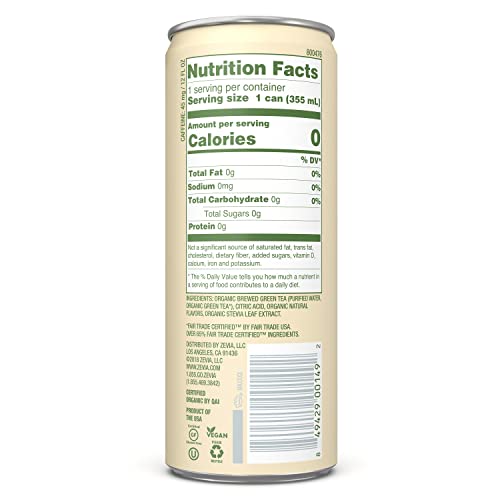 Zevia Organic Sugar Free Iced Tea, Green Tea, 12 Ounce Cans, (Pack Of 12) #TOP2