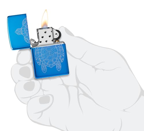Encendedor Zippo Zen Turtle Azul Brillante miniatura 4