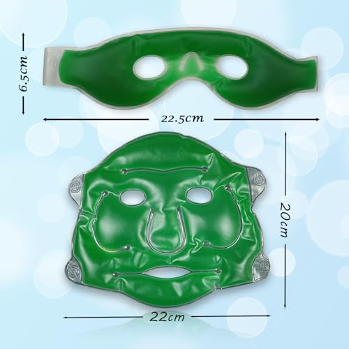 Image of Aqua Ice Face & Eye Cooling Gel Pad and Aloe Vera Gel Mask Ice Pack for Face and Eye Patches Remove Dark Circles, Fatigue Cool Eyes Patch Pads Eye Care | Facial Skin Refresh Face Mask for Hot & Cold Therapy (Aloe Face Mask, Aloe Hole Eye Mask)
