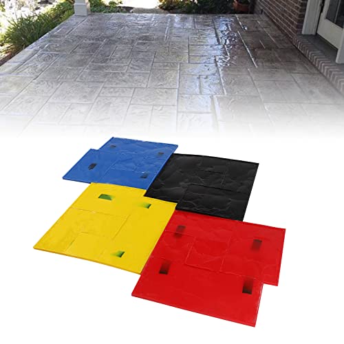 4PCS Concrete Texturing Skin 24\"x24\" Concrete Stamps Mats Set with 2 Handles, Realistic Slate Concrete Stamps Concrete Texture Mat PU Concrete Stamp Mats for Walls/Floors