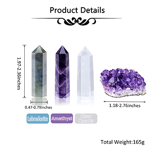 Crystaltears Healing Crystals Set Include Amethyst Crystal Cluster, Amethyst Labradorite Clear Quartz Crystal Points Wand Natural Quartz Crystal Gemstone Kit For Meditation Reiki Healing #TOP4