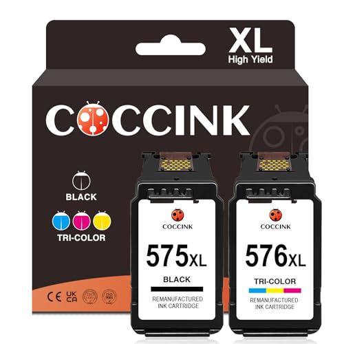 COCCINK PG-575XL CL-576XL tinta para Canon 575XL 576 XL cartucho de tinta compatível com pixma TR4755i TS3750i TS3551i TS3751i TS3751i TS3752i TR4751i TR4756i Impressora N Preto e cor renovada