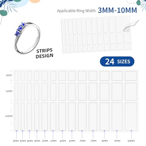 ELETIUO Invisible Ring Size Adjuster for Loose Rings,6 Sheets-234 Pcs Transparent Ring Size Reducer Ring Tightener,Fitter for Wide Rings,Multiple sizers for Man and Woman Rings