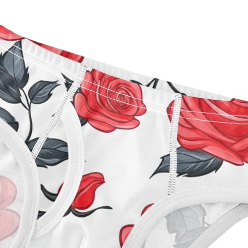 KLL Floral Pattern Red Roses Little Boys Comfort Training Underwear Cute Children Undies4