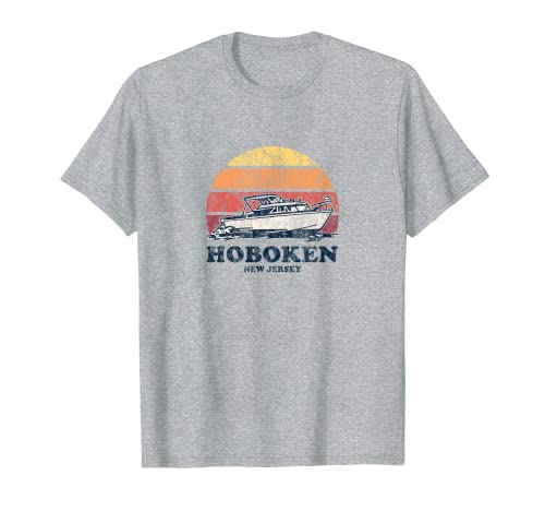 Hoboken NJ Vintage Boating 70s Retro Boat Design T-Shirt