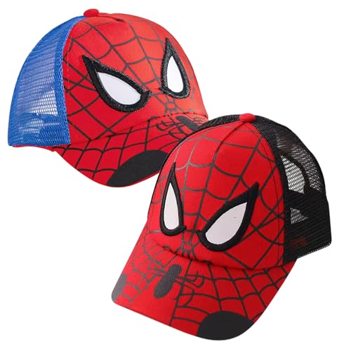 Juego de 2 Piezas Gorra Niño Rojo,Gorra Infantil Béisbol Snapback,Ajustable,Regalos para Gorra niño 2-8 años Diseño Hip Hop Cartoon Clasico Unisexo,Verano Proteccion Solar