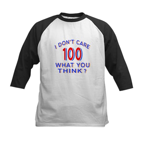 CafePress I Don't Care 100 What You Thi Kids Baseball Jersey Kids Cotton Baseball Jersey, 3/4 Raglan Sleeve Shirt Black/White