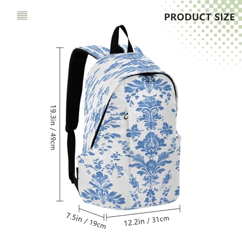 CEBUGI Blue Damask Pattern Travel Backpack Casual Daypack Backpacks Lightweight Hiking Backpack for Women and Men Daily Use3