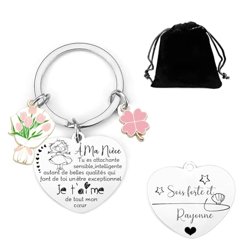 YUANSI Cadeau Nièce Porte clé rentrée Cadeau anniversaire Nièce Fille naissance Nièce noel tata pour niece cadeau niece adulte 21 ans 18 ans 15 ans (2)