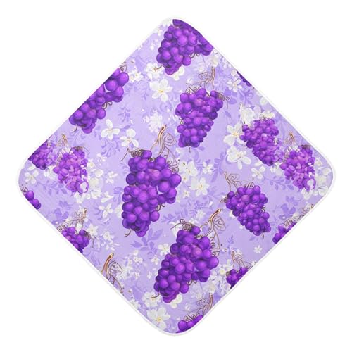 Kigai Baby Hooded Towel Absorbent Baby Bath Shower Towel with Hood for Newborn Boys Girls Babies Infant Toddler (Grapes Flowers 30 x 30 in)