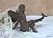 Upper Deck Cast Iron Siting Angel with Bird Garden Fairy Statue- 3.5" By 6" By 4"