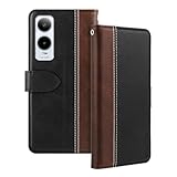 Shantime Leder Flip Hülle Kompatibel mit Cricket ATundT SL219A Hülle Mit Kartenhalter RFID-blockierend Magnetischer Ständer Schlanke Passform Geschäftsschutzhülle(Schwarz)