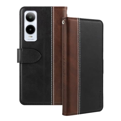 Shantime Leder Flip Hülle Kompatibel mit Cricket ATundT SL219A Hülle Mit Kartenhalter RFID-blockierend Magnetischer Ständer Schlanke Passform Geschäftsschutzhülle(Schwarz)