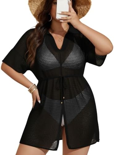 Saida De Praia Croche Trico Elegante Plus Size Feminina Vestido V...