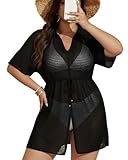 Saida De Praia Croche Trico Elegante Plus Size Feminina Vestido Verão Ferias Fenda Moda Praia (BR, Numérico, 46, 52, Plus Size, Preto)