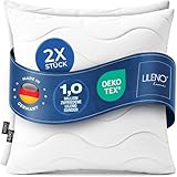 LILENO HOME Allergiker Kopfkissen 80x80 (2er Set) – 95°C waschbar, Oeko-Tex & Made in DE – Kissen 80x80 anpassbar für himmlischen Schlaf – Haut schmeichelndes & geruchsfreies Pillow