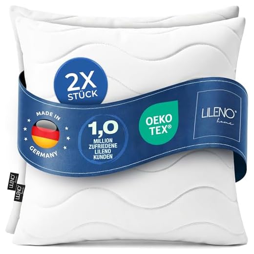 LILENO HOME Kopfkissen 80x80 cm [2er Set] MEDIUM mit 850g Kissen-Füllung - Bett oder Deko Kissen mit Reißverschluss zum Anpassen - Waschbar bis 95° - Sofa-Kissen & Zierkissen für Couch/Bett