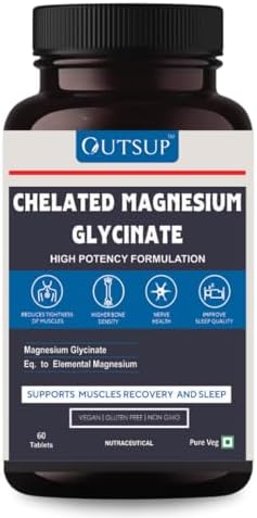 Outsup Magnesium Glycinate Supplement 60 Tablets - 2000mg for Men & Women | High Absorption Chelated Form for Healthy Muscles, Nerves & Better Sleep - Pack of 1