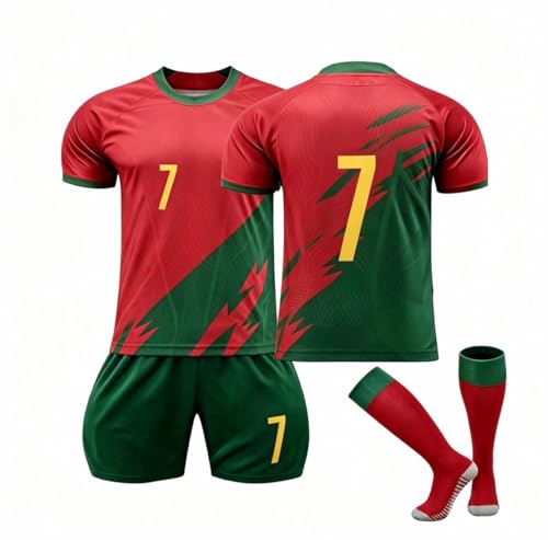 Boys and girls youth football sportswear sets. Special for youth football training and competitions. Birthday gift sets. (Red/Green 8-9 Years)