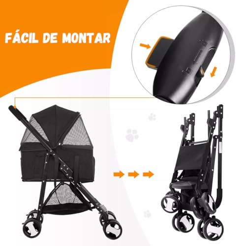 Carrinho Transporte Viagem Pet Dobrável Berço Removível Cães Gatos (Azul)