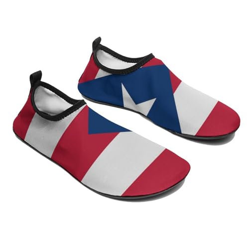 GeRRiT Puerto Rico Flag Water Shoes for Women Men Quick-Dry Aqua Socks Swim Beach Barefoot Yoga Surf Pool Camping 11/12women,9/10men
