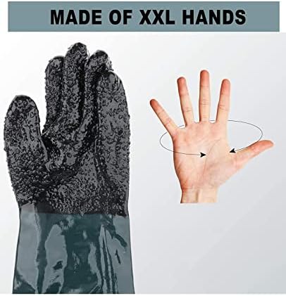 TINGSING 1 Pair Sandblasting Cabinet Gloves 23.6",Blast Protection, with 2 Glove Holders,Safety Work Gloves