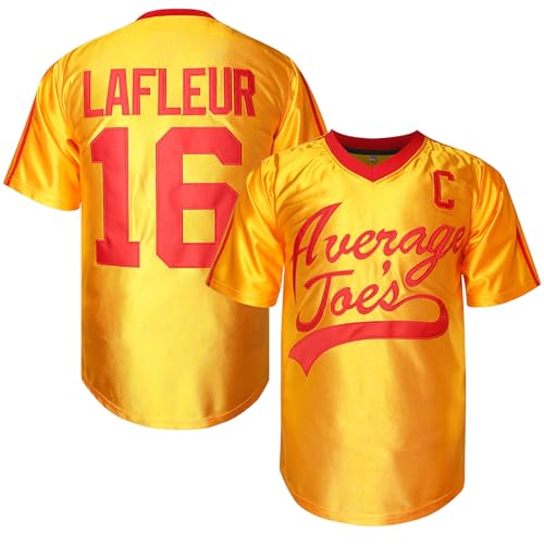 Peter Lafleur 16 Average Joes Dodgeball Movie Baseball Jersey Stitched Athletic Mens T-Shirt Jersey Yellow S-3XL (16 Yellow Small)