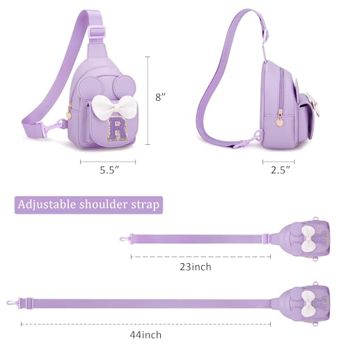 Image of Initial Purse for Girls Kids,Birthday Gifts for 3-8 Years Old | Personalized Crossbody Bag, Small Toddler Sling Bags Cute Fanny Pack, Gifts for Daughter Sister Grandkids, Purple R