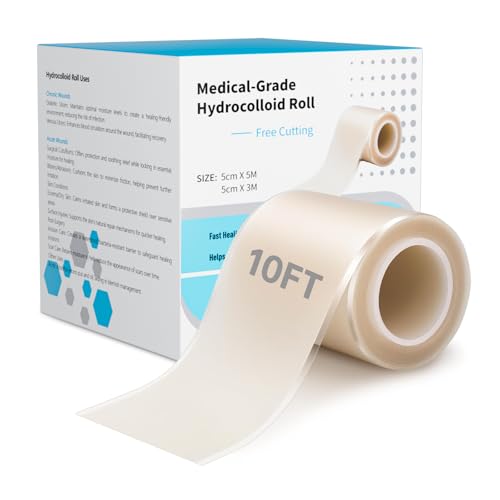 Medical Grade Hydrocolloid Roll for Wound Care 2in*10ft,Hydrocolloid Bandages Waterproof Pimple Patches Tape Absorbent Large Hydrocolloid Patch for Acne Patches,Blisters,Burns,Bed Sore and Minor Cuts
