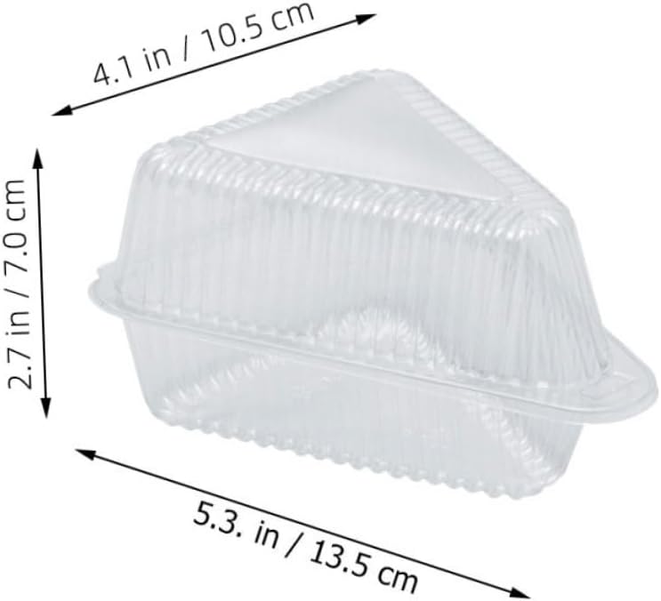 Cabilock 50pcs Clear Triangle Cake Slice Boxes with Lids Food Grade Plastic Cheesecake Containers for Dessert Storage and Transport Stackable Leak Resistant Cake Carrier for Parties and