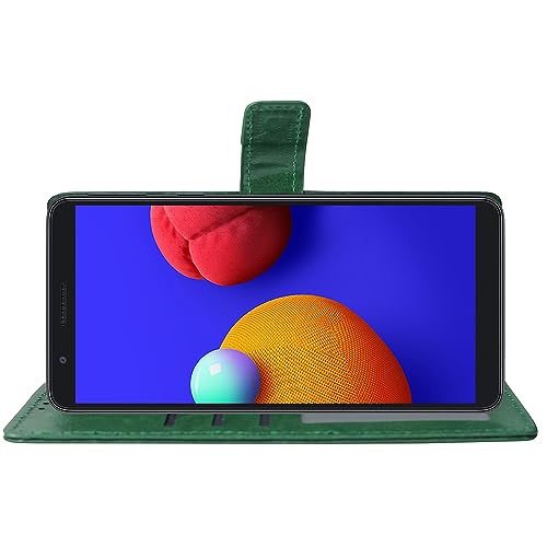 Image of Amazon Brand - Solimo Flip Leather Mobile Cover (Soft, Flexible & Kickstand Back case) Compatible for Samsung Galaxy M01 (Green)