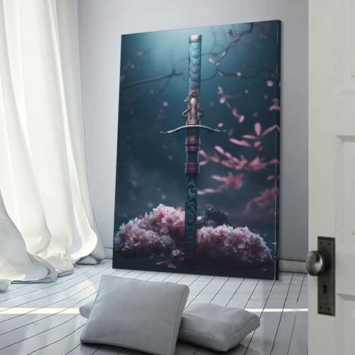 Peinture murale Katana au clair de lune POLIUAWS décoration 30x45cm prête à poser