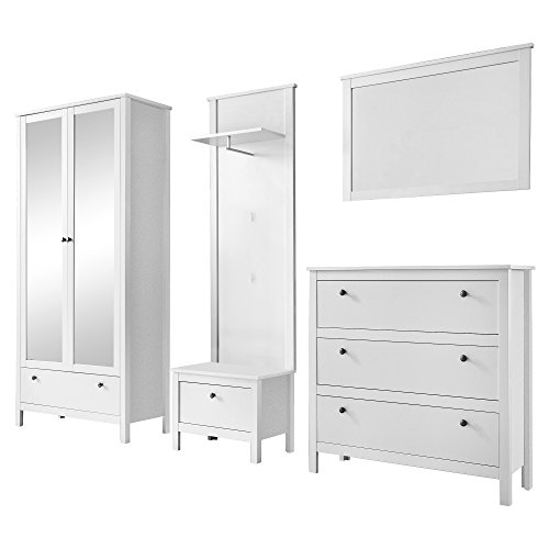Preisvergleich Produktbild trendteam smart living - 5-teilige Garderobenkombination Garderobenmöbel - Garderobe - Ole - Aufbaumaß (BxHxT) 268 x 192 x 38 cm - Farbe Weiß - 183992401