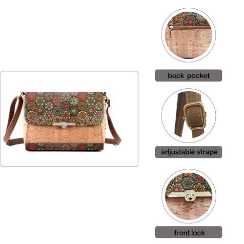 Bolso cruzado de corcho natural con cierre y correa ajustable miniatura 3