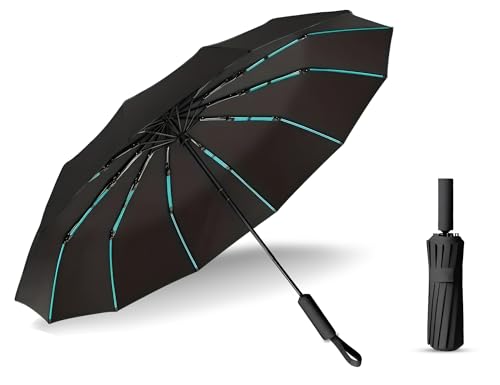 Contacts® 12-Rib Windproof Folding Umbrella – Auto Open/Close, Re...
